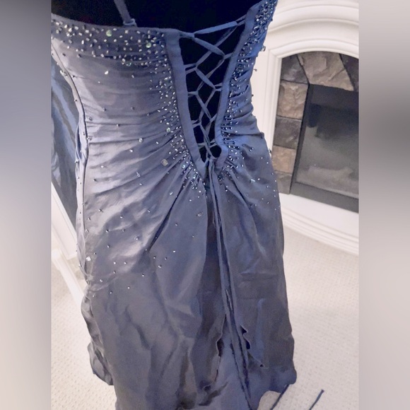 Yves Calin Dark Blue Evening/ Prom Dress/ Gown - Picture 6 of 8
